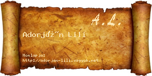 Adorján Lili névjegykártya