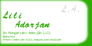 lili adorjan business card